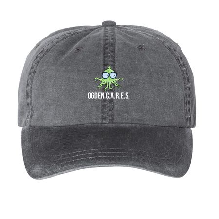 Oggi Baseball Cap, a Black Printed Pigment Dye Baseball Cap