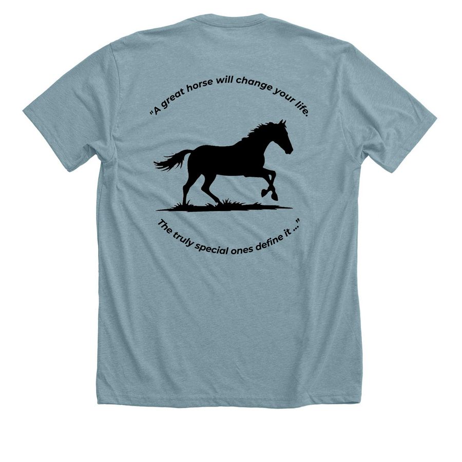 Join The Fight To Save Horses, a Heather Blue Lagoon Premium Unisex Tee (back-view)