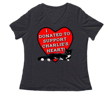 Support Charlie's Heart!, a Dark Grey Heather Women's Relaxed V-Neck Tee