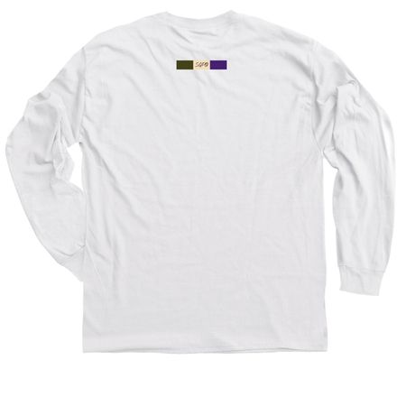 Bloom & Create ? (purple), a White Classic Long Sleeve Tee (back-view)