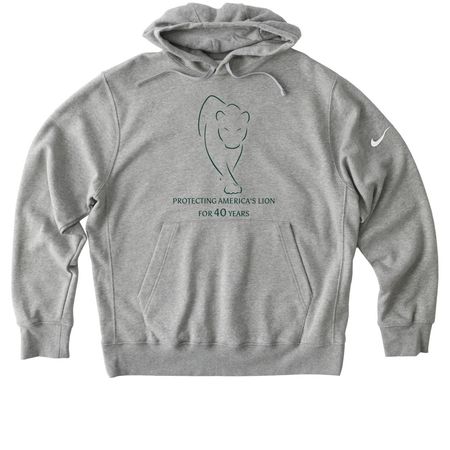 Protecting America's Lion, a Dark Grey Heather Nike Club Fleece Pullover Hoodie