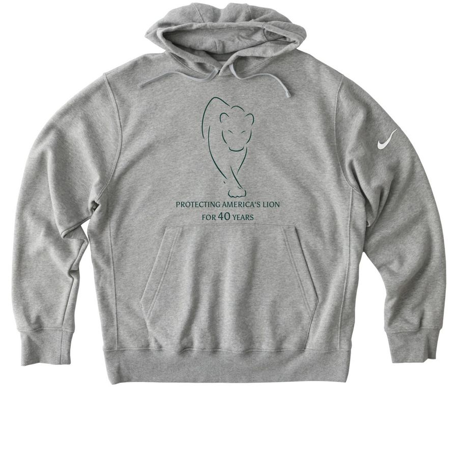Protecting America's Lion, a Dark Grey Heather Nike Club Fleece Pullover Hoodie