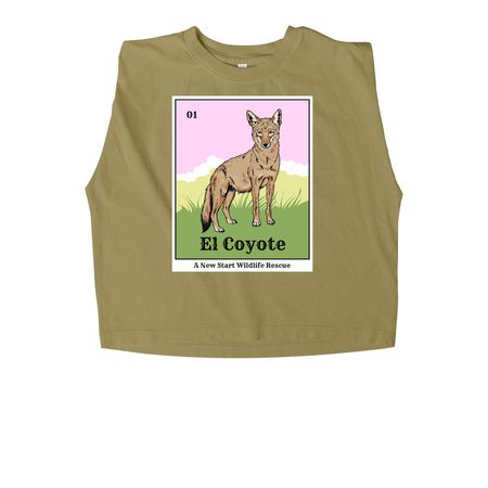 Coyote Loteria, a Faded Army Women's Heavyweight Garment Dye Muscle Tee