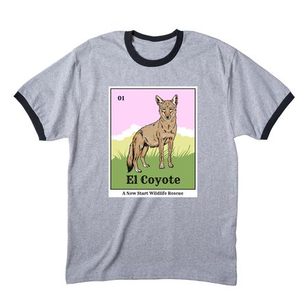 Coyote Loteria, a Athletic Heather/ Jet Black Cotton Ringer Tee
