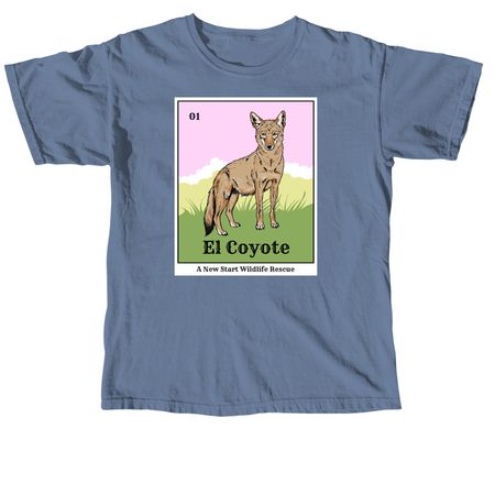 Coyote Loteria, a Blue Jean Comfort Colors Unisex Tee