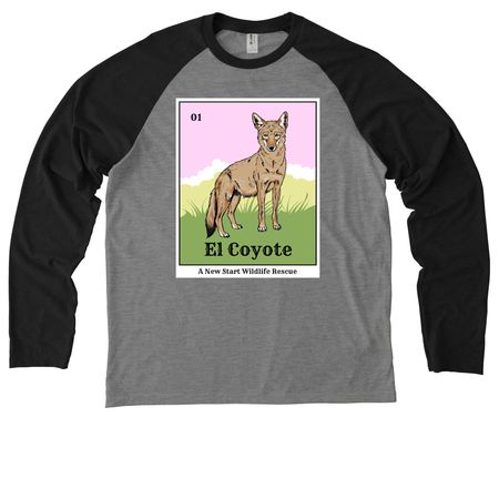 Coyote Loteria, a Deep Black/ Aluminum Grey Allmade Eco Triblend Colorblock Raglan Long Sleeve Tee