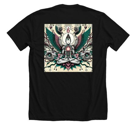 TechnoDruid Resonance, a Solid Black Blend Premium Unisex Tee (back-view)