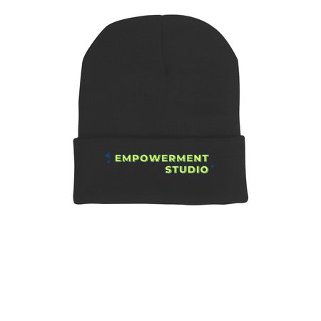 ES Beanie, a Black Printed Cuffed Beanie