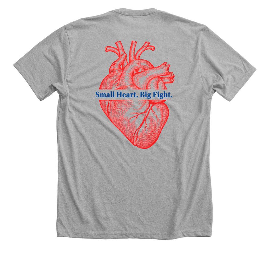 Pediatric CHD Awareness, a Athletic Heather Premium Unisex Tee (back-view)