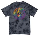 Protect All Beings, a Black Crystal Tie Dye Tee (back-view)