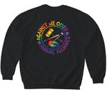 Protect All Beings, a Black Softstyle Crewneck Sweatshirt (back-view)