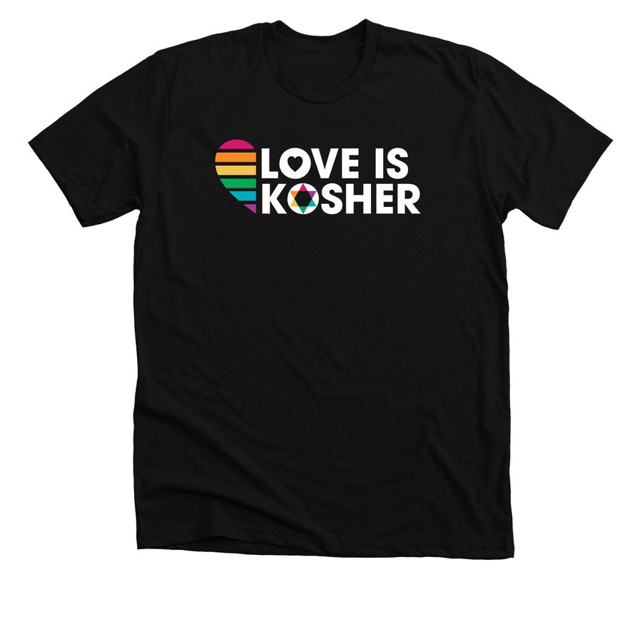 LOVE IS KOSHER, a Solid Black Blend Premium Unisex Tee
