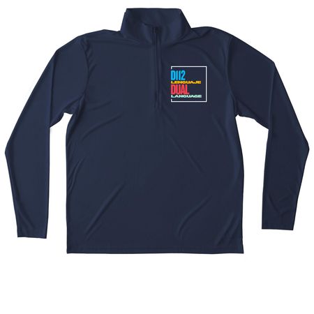 D112 LenguajeDual Language Performance Active, a True Navy Unisex Performance Quarter Zip Pullover