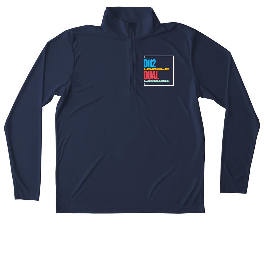 D112 Lenguaje Dual Language Performance&nbsp;, a True Navy Unisex Performance Quarter Zip Pullover