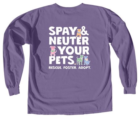 PHPDR Spay & Neuter, a Grape Comfort Colors Long Sleeve Tee