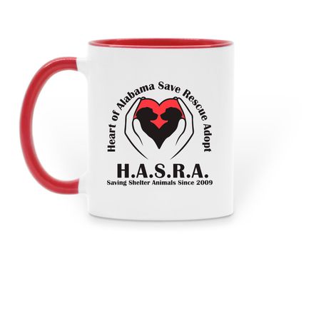 WDR/HASRA Mug, a Red Two-Tone Ceramic Mug (back-view)
