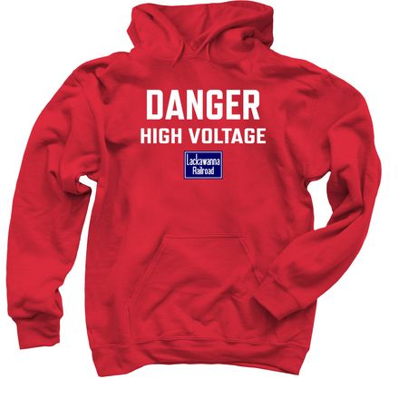 DL&W High Voltage Sign, a Red Pullover Hoodie