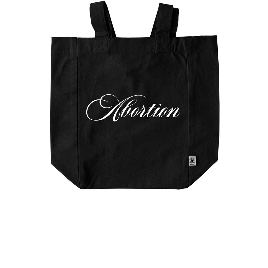 Cursive abortion tote - white, a Black Recycled Cotton Tote Bag