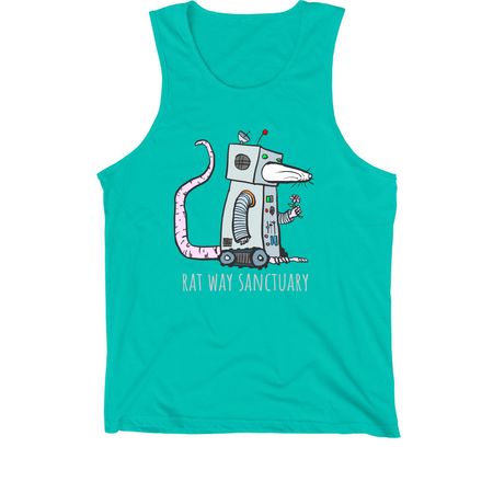 Robo Rat, a Teal Premium Cotton Tank