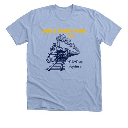 Jane's Brain Train, a Heather Baby Blue Premium Unisex Tee