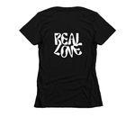 Real Love, a Black Women's Slim Fit Tee (back-view)