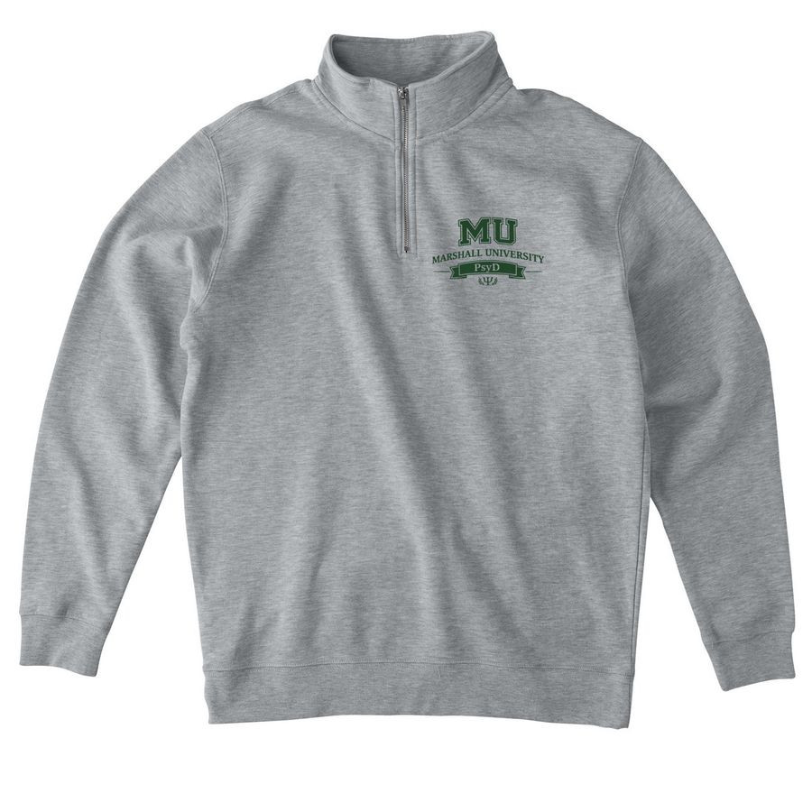 MU Banner (Grey/White), a Grey Heather Midweight Quarter Zip Pullover