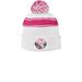 ADK 2026 Hats, a White/ Pink Raspberry Printed Stripe Pom-Pom Beanie