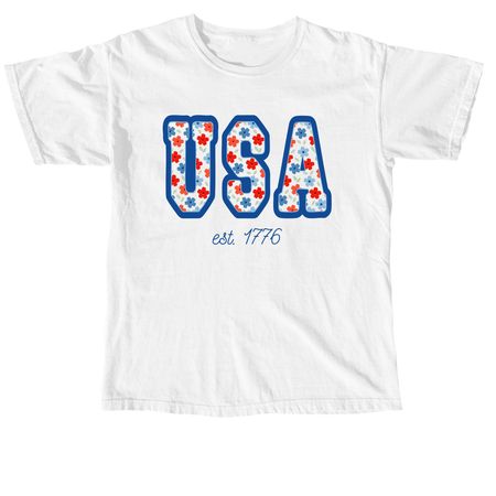 Floral USA Shirt, a White Comfort Colors Unisex Tee