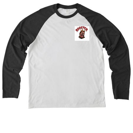 ROOSTER MERCH, a Space Black/ Bright White Allmade Eco Triblend Colorblock Raglan Long Sleeve Tee