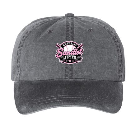 Sandlot Sisters Hats, a Black Printed Pigment Dye Baseball Cap