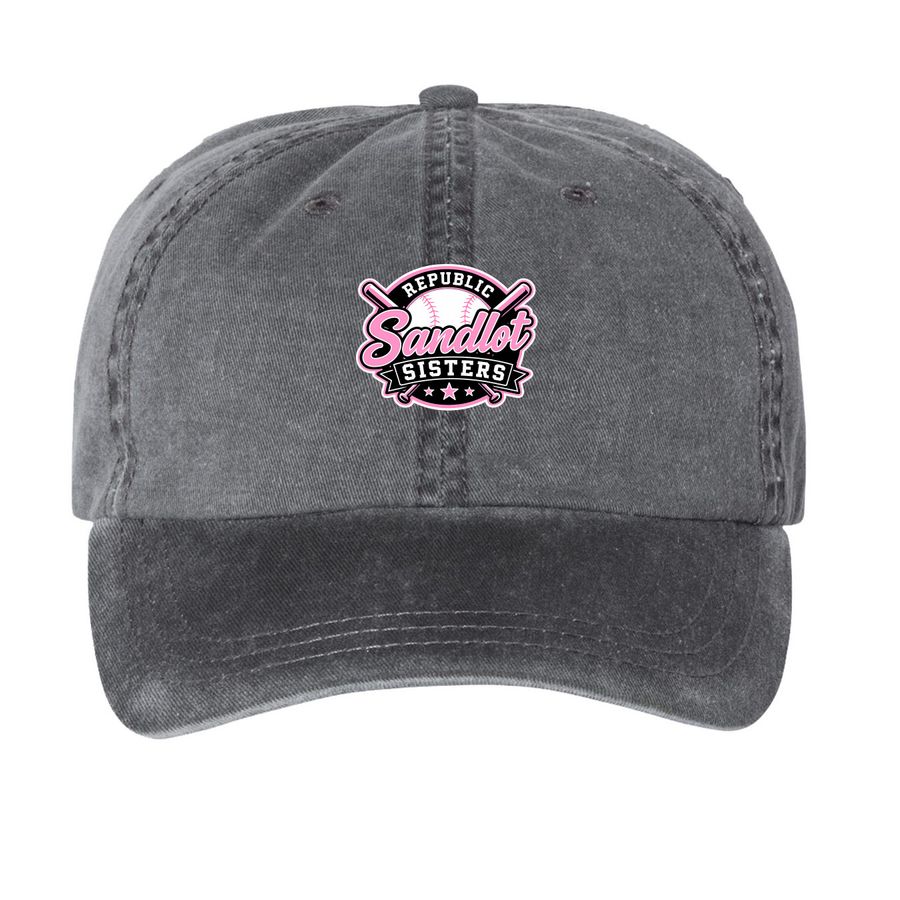 Sandlot Sisters Hats, a Black Printed Pigment Dye Baseball Cap