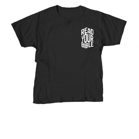 READ YOUR BIBLE shirts, a Black Youth Unisex Tee