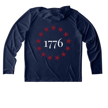 America 250 - Sunshirt, a True Navy UV Performance Long Sleeve Hoodie (back-view)