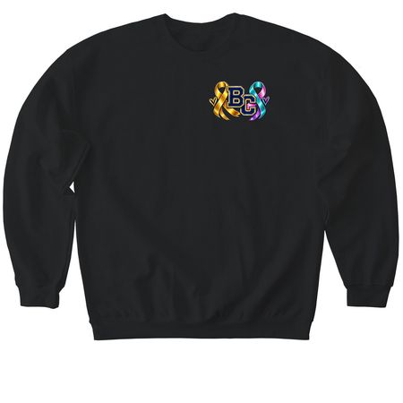 BC Childhood Cancer &Thyroid Cancer, a Black Softstyle Crewneck Sweatshirt