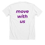 E-Motion Movement Community T-Shirt, a Solid White Blend Premium Unisex Tee (back-view)