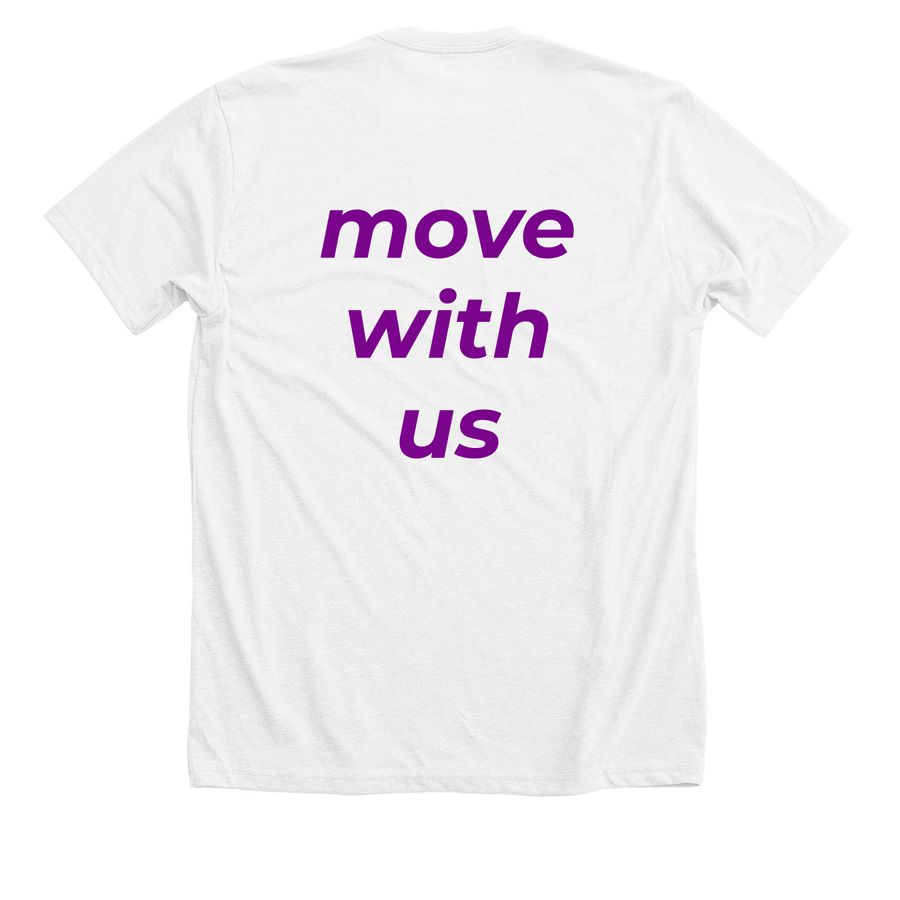 E-Motion Movement Community T-Shirt, a Solid White Blend Premium Unisex Tee (back-view)