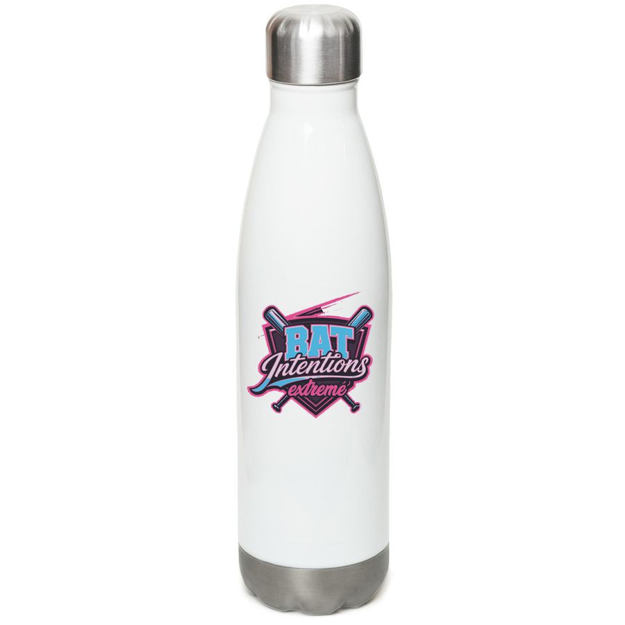 8U EXTREME Water Bottle, a White Stainless Steel Water Bottle (back-view)