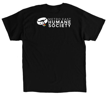 here for the gays & strays, a Black Classic Unisex Tee (back-view)