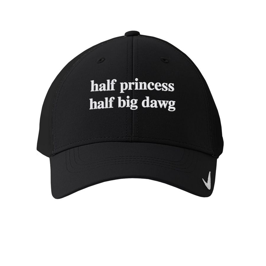 Half Princess Half Big Dawg Hat, a Black Printed Nike Dri-FIT Legacy Performance Cap