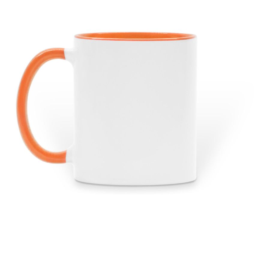 Two-Tone PTS Logo Mug, a Orange Two-Tone Ceramic Mug (back-view)