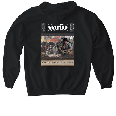 OK LIKE I'M ANYBODY HOODIE, a Black Gildan Softstyle Pullover Hoodie (back-view)