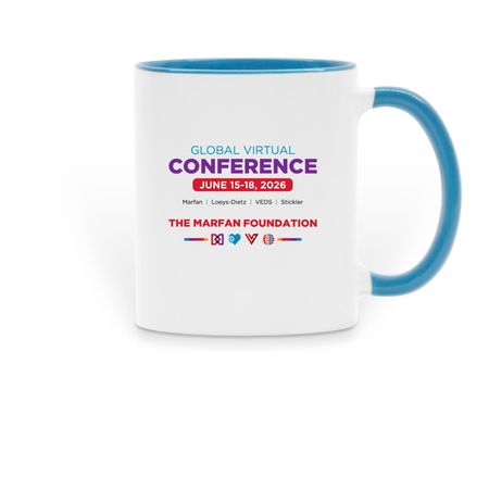 Global Virtual Conference 2026 Mugs, a Light Blue Two-Tone Ceramic Mug