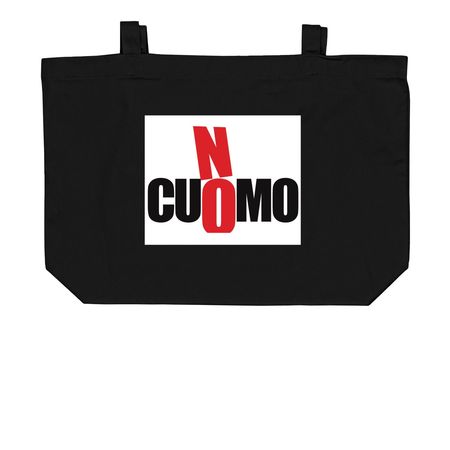 NO Cuomo Tote, a Black Large Organic Cotton Tote Bag (back-view)