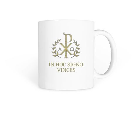 Chi Rho- In Hoc Signo Vinces, a White Coffee Mug