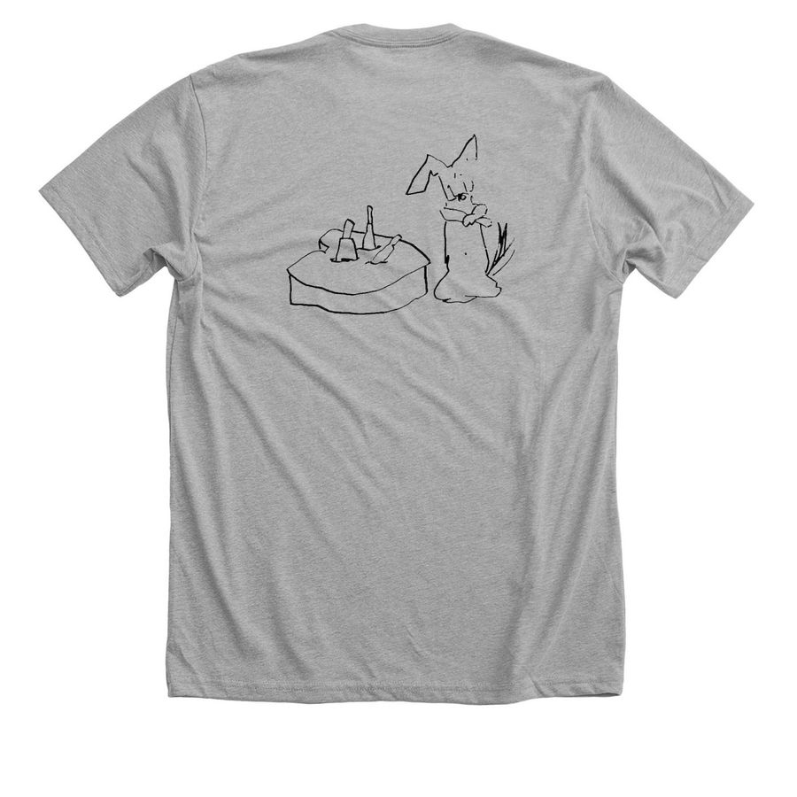 Stabbed Heart Dog, a Athletic Heather Premium Unisex Tee (back-view)