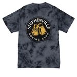 SBC BACK LOGO SHIRTS, a Black Crystal Tie Dye Tee (back-view)