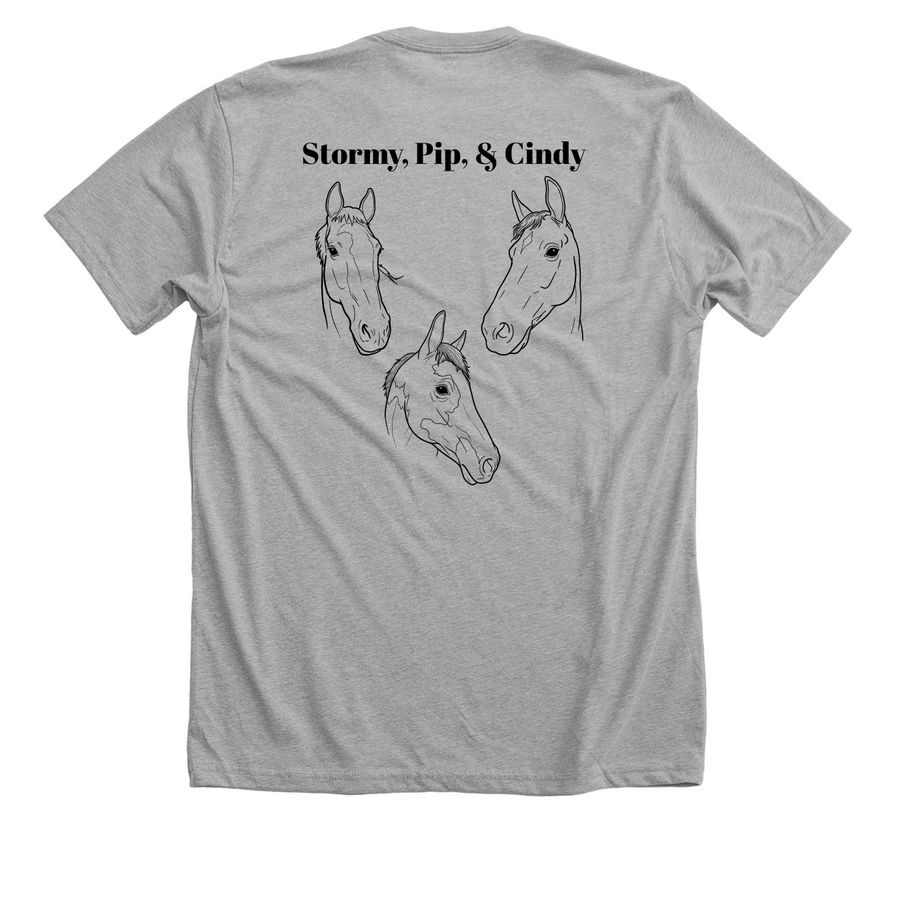 Stormy, Pip, & Cindy, a Athletic Heather Premium Unisex Tee (back-view)