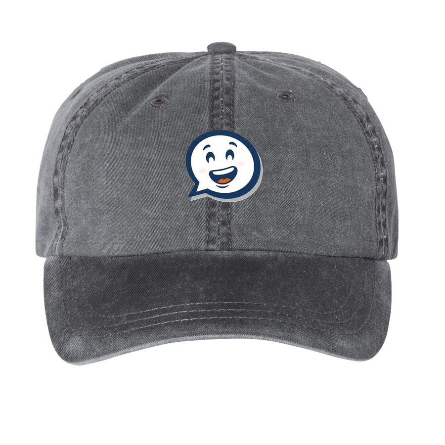 Bravo Smiley Hats, a Black Printed Pigment Dye Baseball Cap