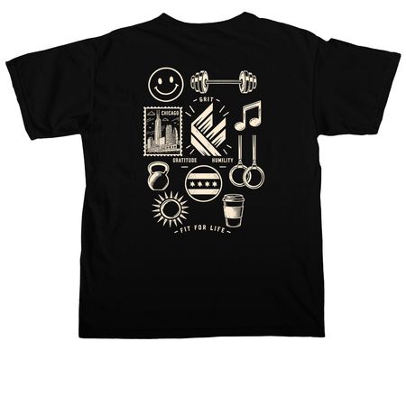 Fall Patchwork Merch, a Black Comfort Colors Unisex Tee (back-view)