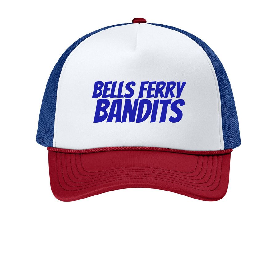 Bells Ferry Hats, a White/ Rich Red/ True Royal Printed Foam Trucker Hat